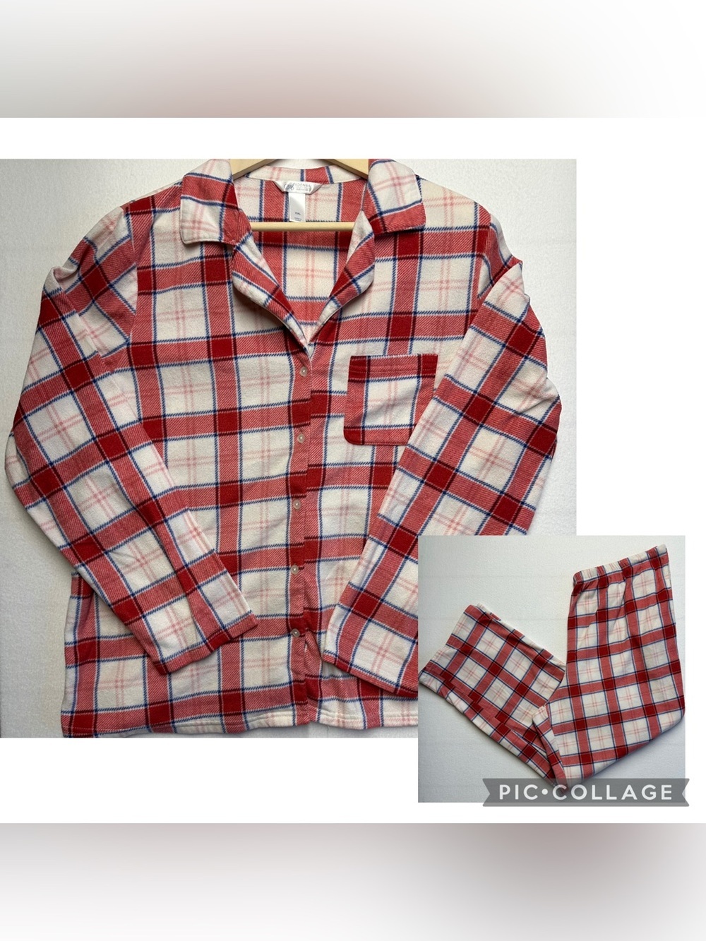 Adonna Fleece Plaid Pajama Set – Size XXL – Excellent Condition